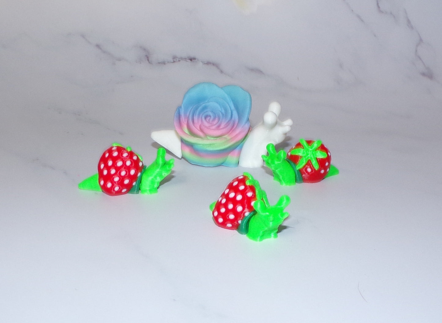 Snails-Rose, Strawberry or Chocolate Covered Strawberry 3D Printed Articulated Figurine