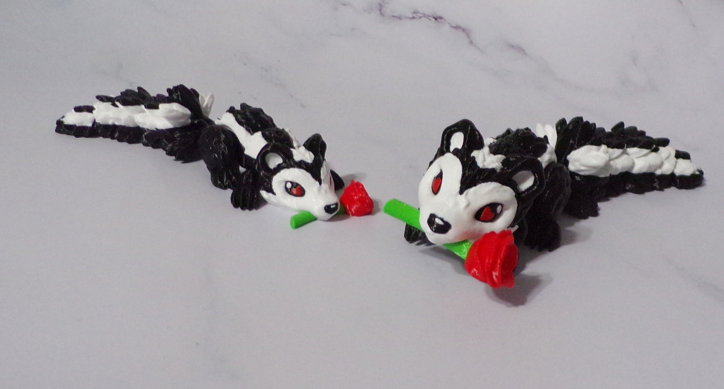 Romantic Skunk 3D Printed Flexi Fidget Articulated Figurine