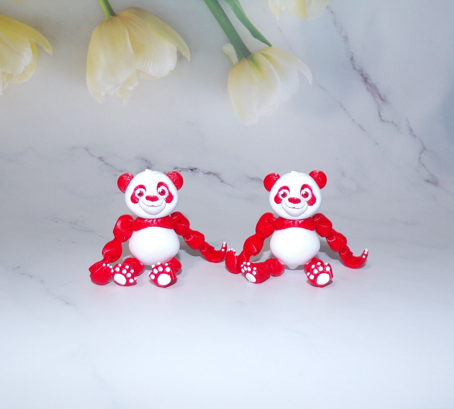 Panda Bear with Bamboo Stand 3D Printed Articulated Flexi Fidget