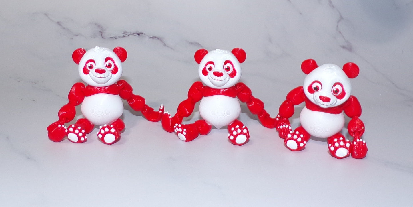 Panda Bear with Bamboo Stand 3D Printed Articulated Flexi Fidget