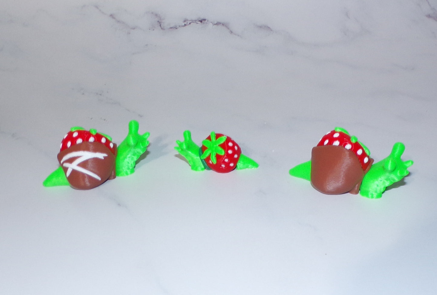 Snails-Rose, Strawberry or Chocolate Covered Strawberry 3D Printed Articulated Figurine