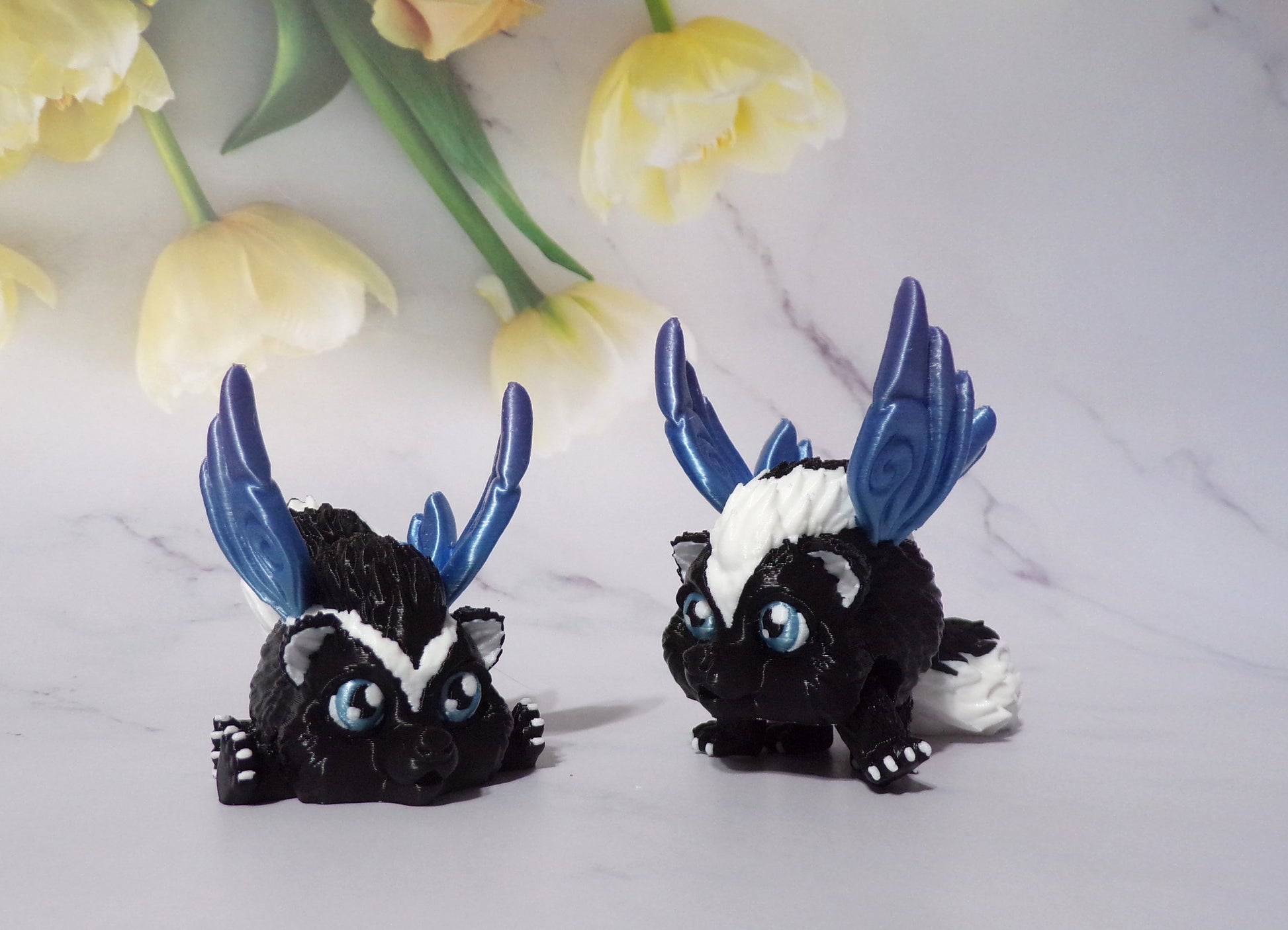 Raccoon, Chinchilla, Hedgehog, Squirrel, Fox, Skunk or Skunkerbell Puff Articulated 3d Printed Figurine - Wonderland 3D Printing 