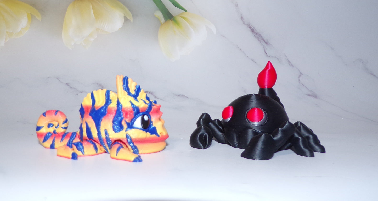 Bee, Ladybug, Bat, Spider, Chameleon or Scorpion Articulated 3d Printed Pufflings, Perfect for Parties and Goodie Bags