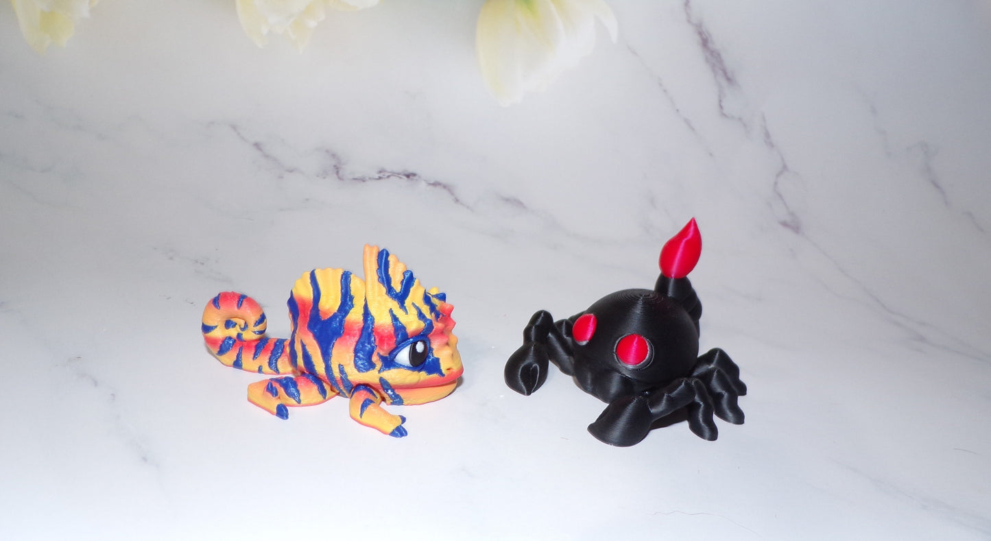 Bee, Ladybug, Bat, Spider, Chameleon or Scorpion Articulated 3d Printed Pufflings, Perfect for Parties and Goodie Bags