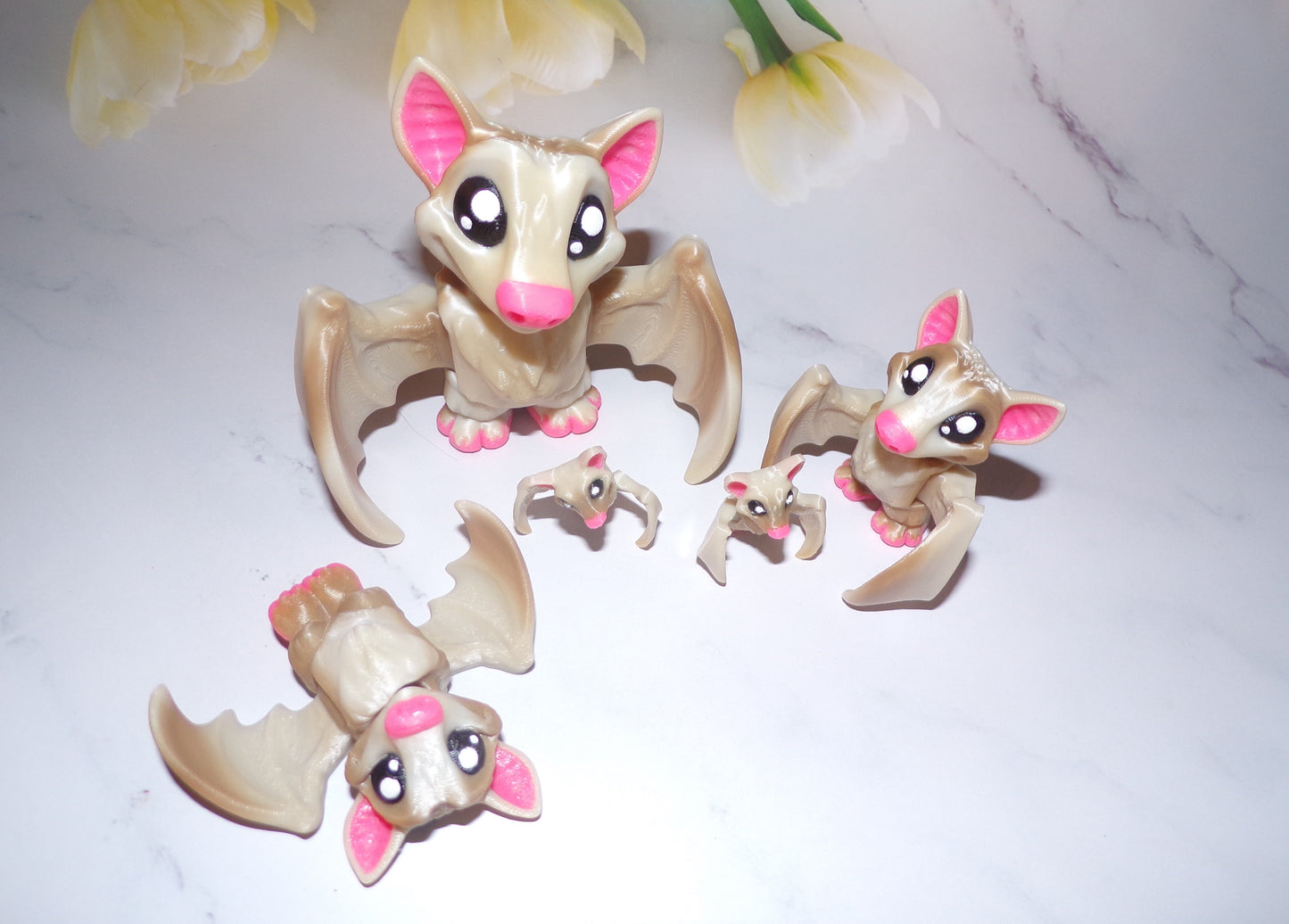 Miniature 3D Printed Fruit Bat, Earrings, and Keychains - Wonderland 3D Printing 