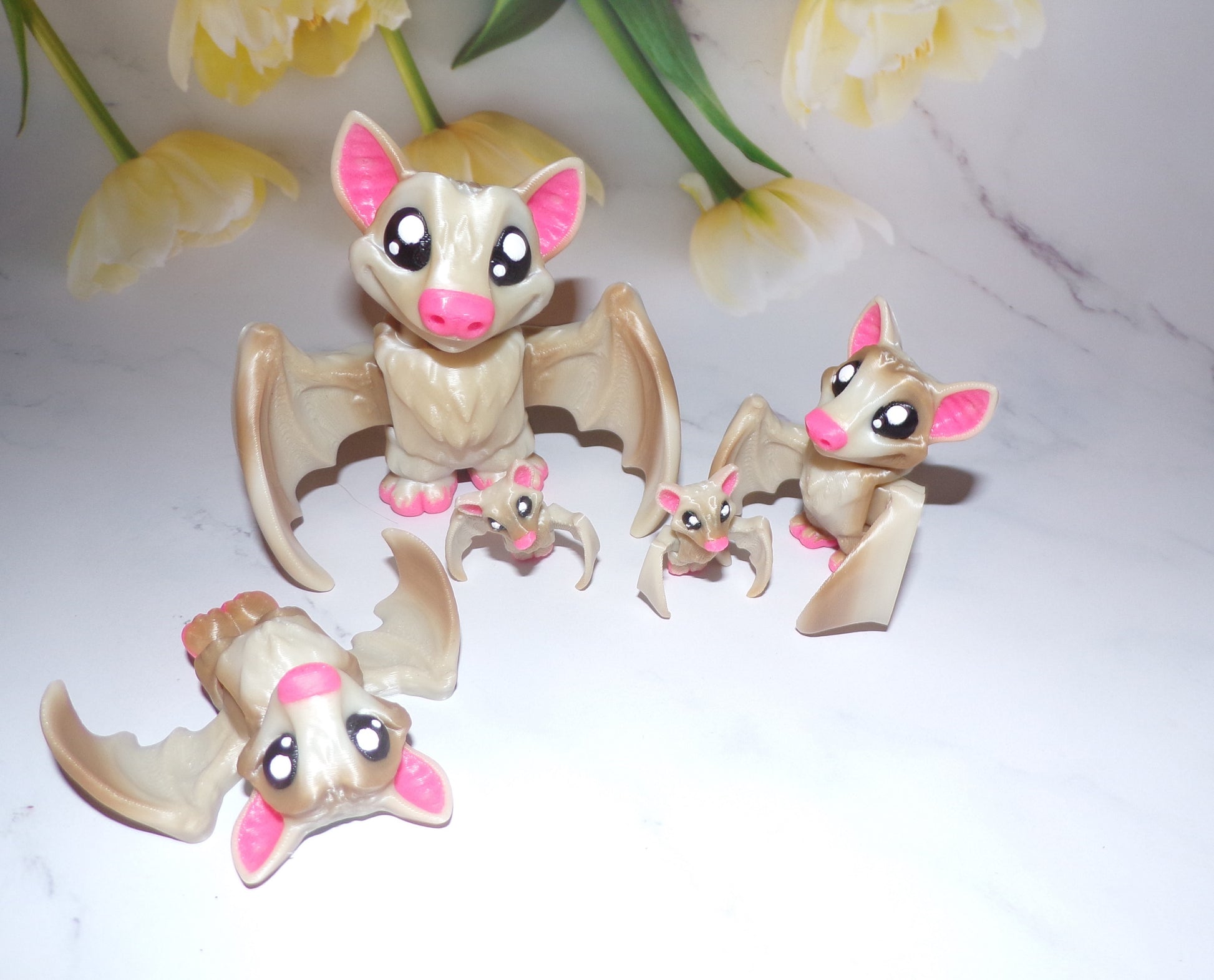 Miniature 3D Printed Fruit Bat, Earrings, and Keychains - Wonderland 3D Printing 