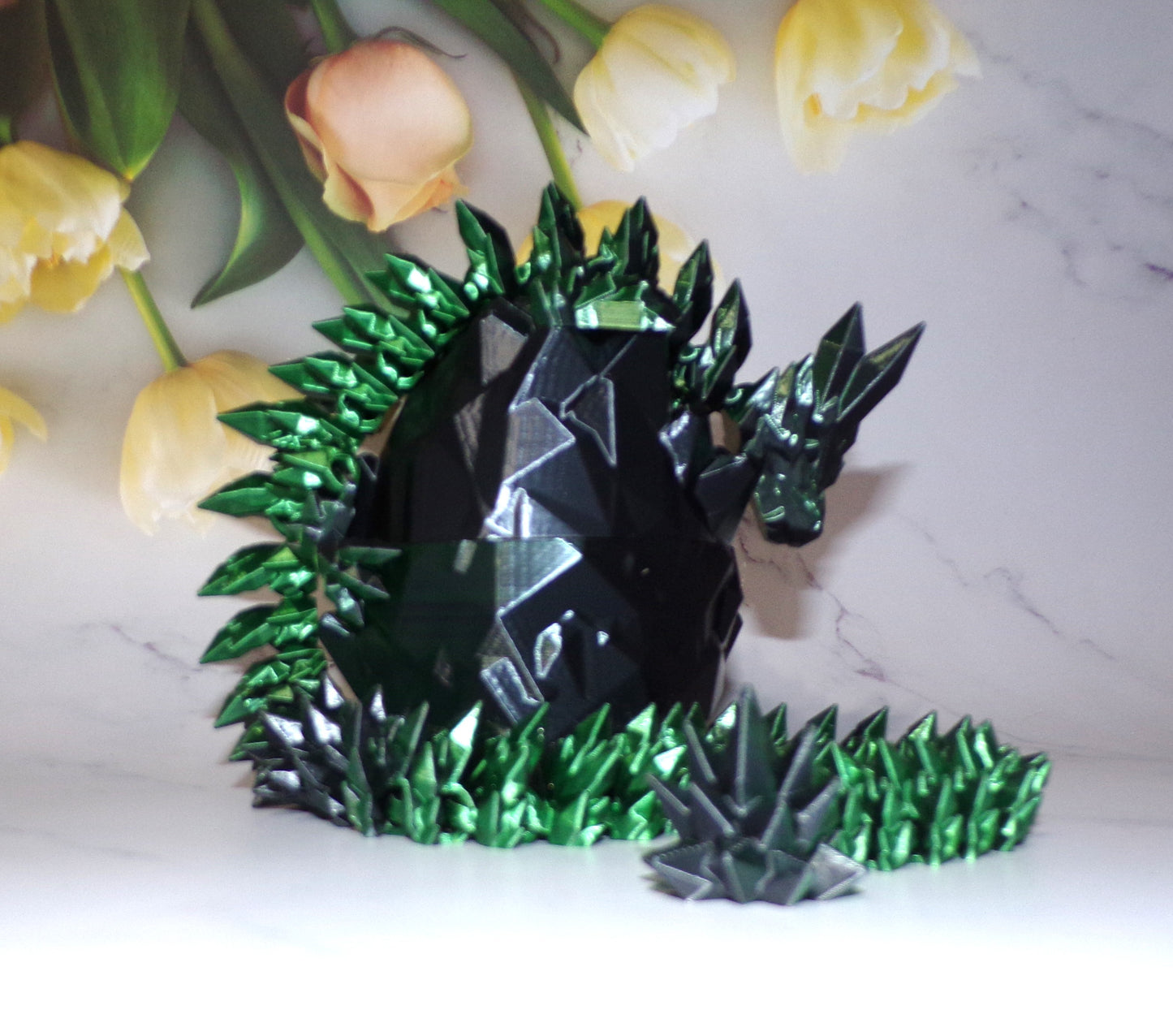 3D Printed Crystal Dragon, Dragon Egg, Articulated Dragon Figurine, Toddler Room Decor, Dragon Toy Handmade Flexi Toys, Bookshelf Decor