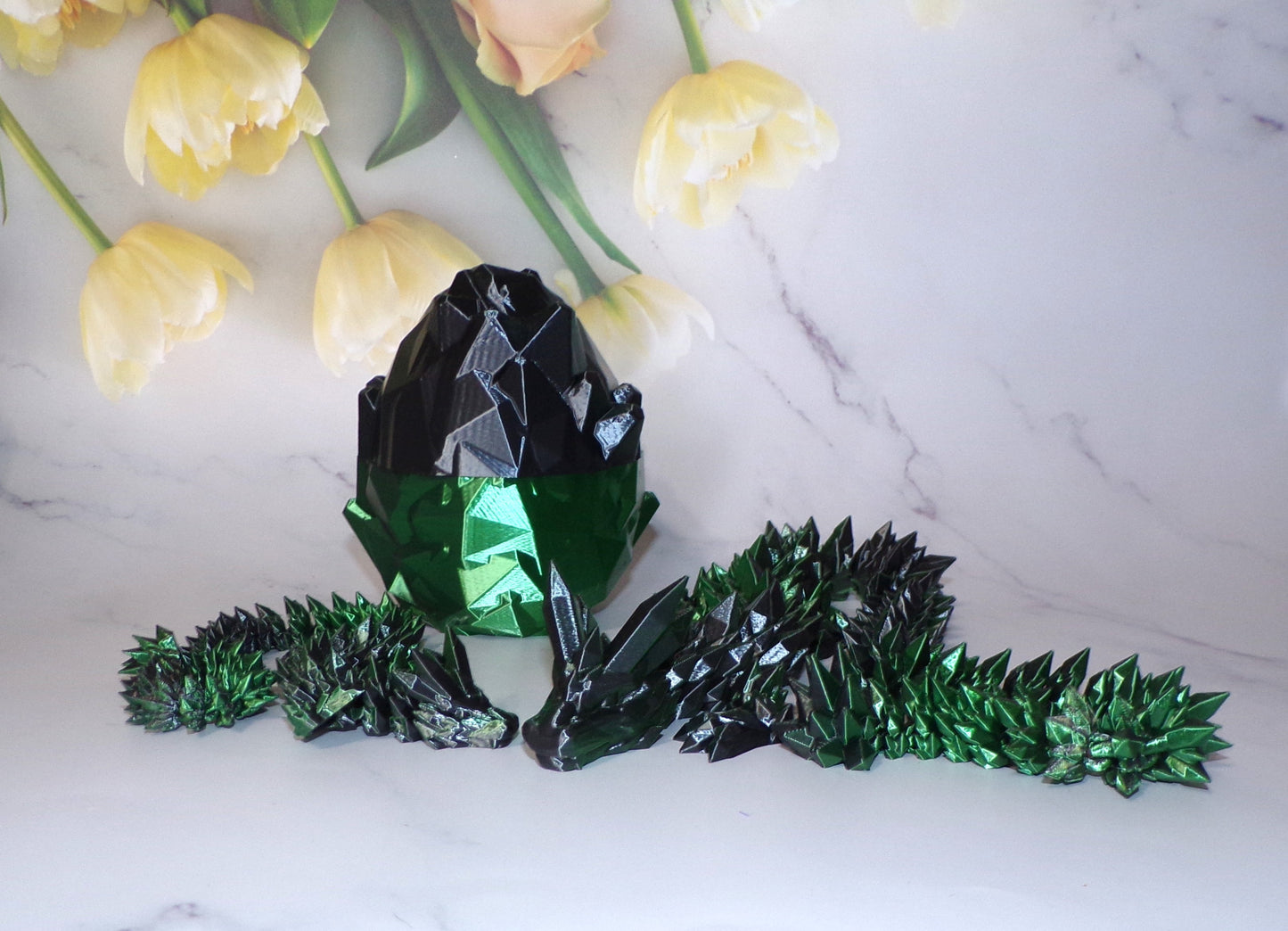 3D Printed Crystal Dragon, Dragon Egg, Articulated Dragon Figurine, Toddler Room Decor, Dragon Toy Handmade Flexi Toys, Bookshelf Decor