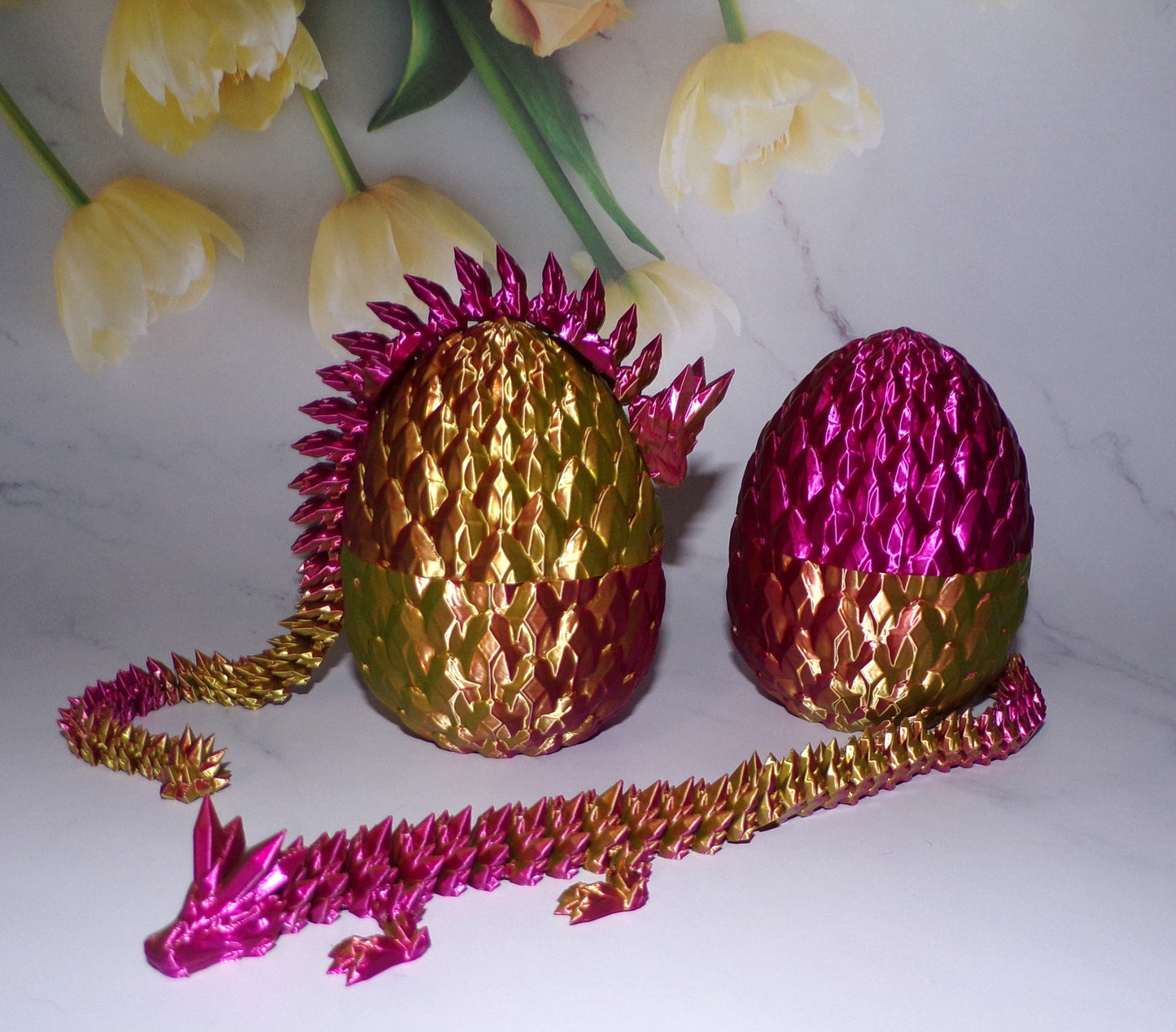 3D Printed Crystal Dragon, Dragon Egg, Articulated Dragon Figurine, Toddler Room Decor, Dragon Toy Handmade Flexi Toys, Bookshelf Decor