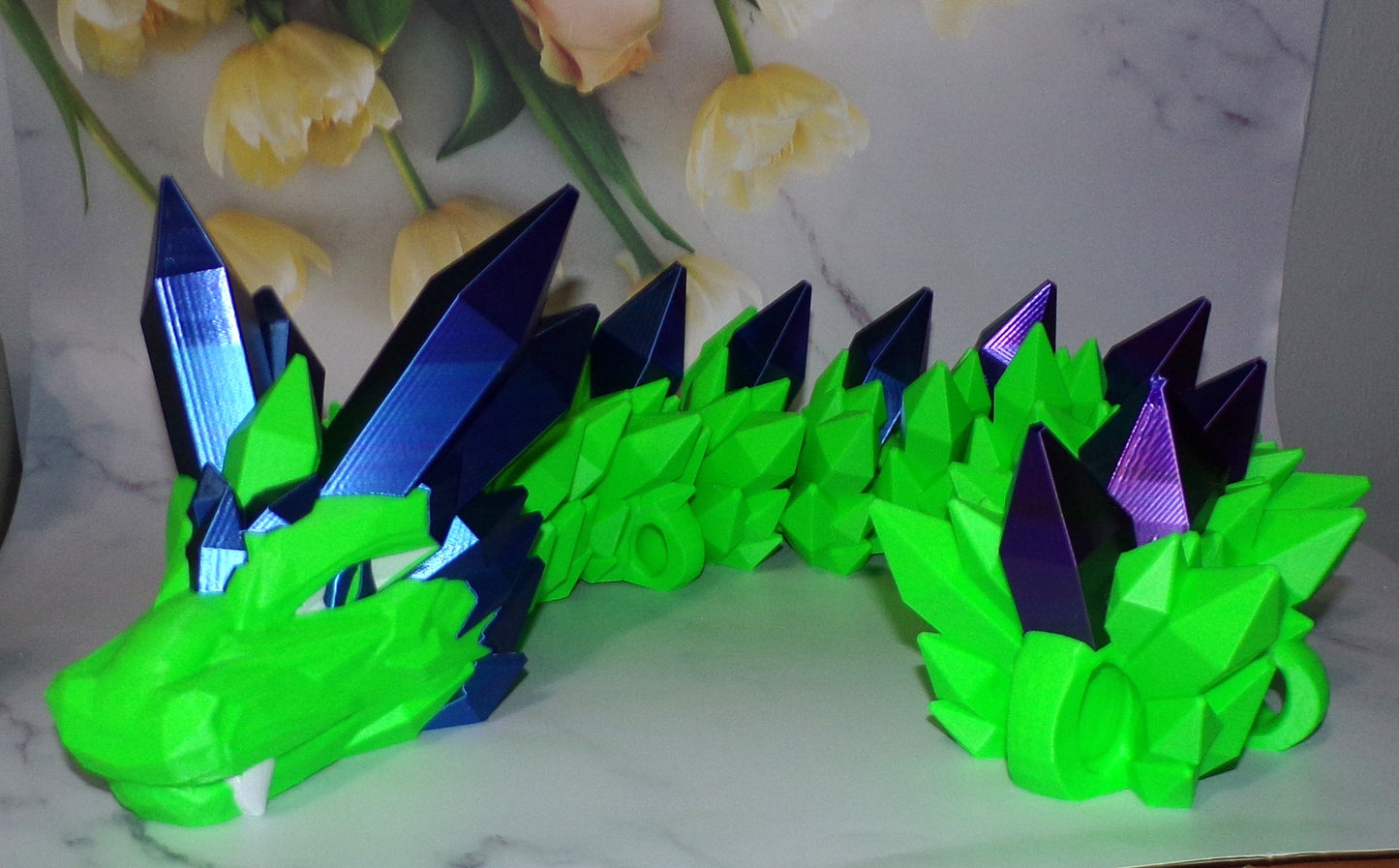 Crystal Dragon 6.7ft or 5 ft long Dragon 3D Printed Articulated Figurine