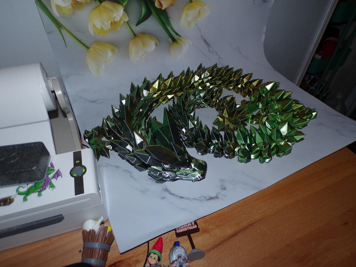 Crystal Dragon 6.7ft or 5 ft long Dragon 3D Printed Articulated Figurine