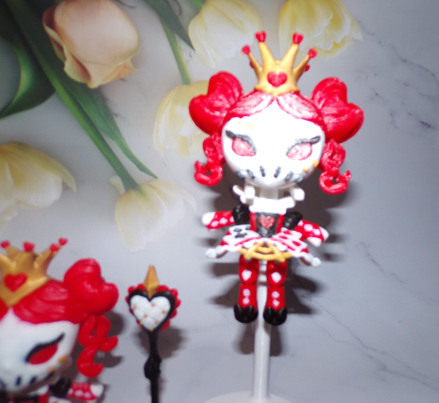 Queen of Hearts Doll 3D Printed Articulated Figurine- Simple Stand Included