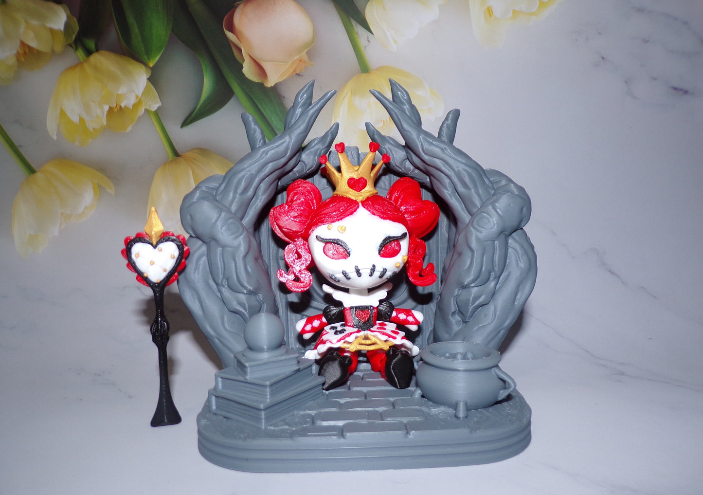 Queen of Hearts Doll 3D Printed Articulated Figurine- Simple Stand Included