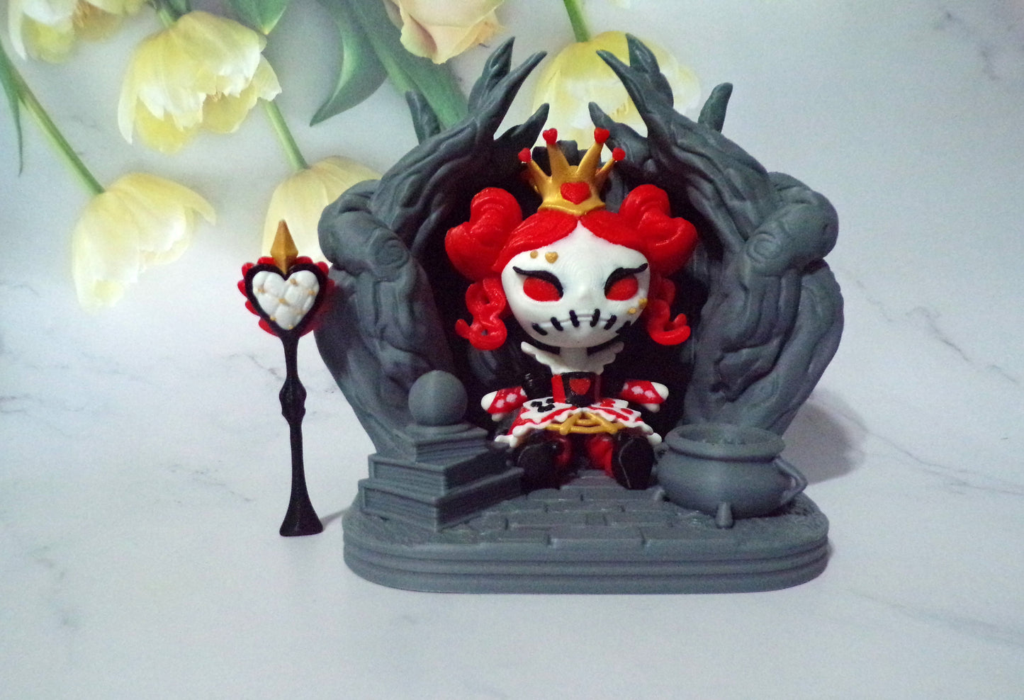 Queen of Hearts Doll 3D Printed Articulated Figurine- Simple Stand Included