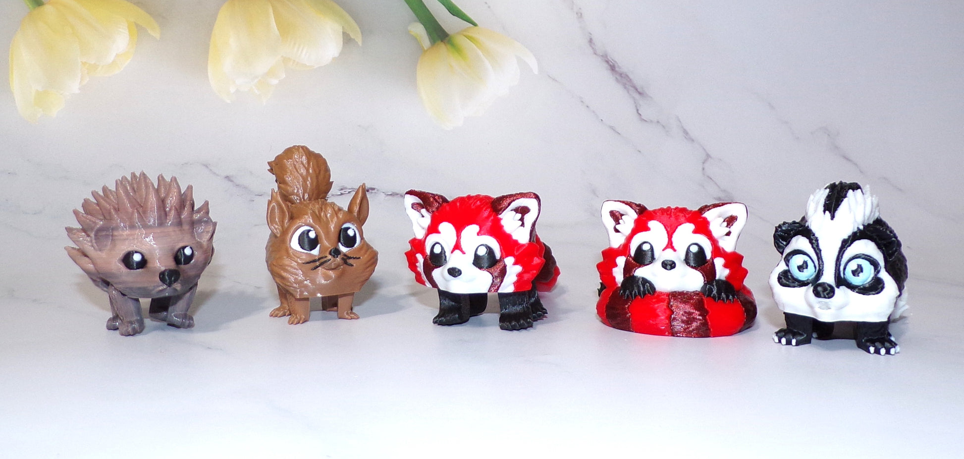 Raccoon, Chinchilla, Hedgehog, Squirrel, Fox, Skunk or Skunkerbell Puff Articulated 3d Printed Figurine - Wonderland 3D Printing 