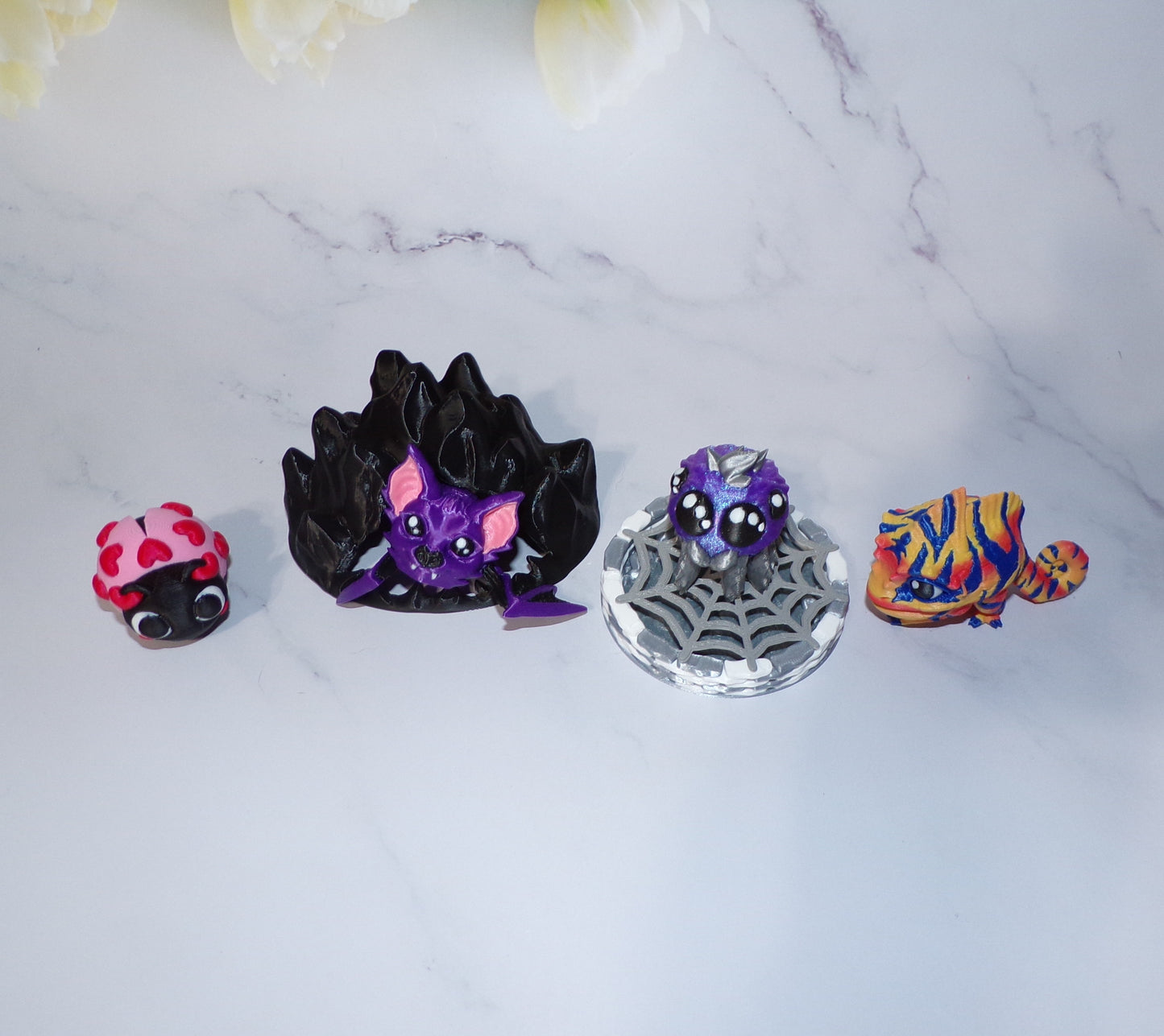 Bee, Ladybug, Bat, Spider, Chameleon or Scorpion Articulated 3d Printed Pufflings, Perfect for Parties and Goodie Bags