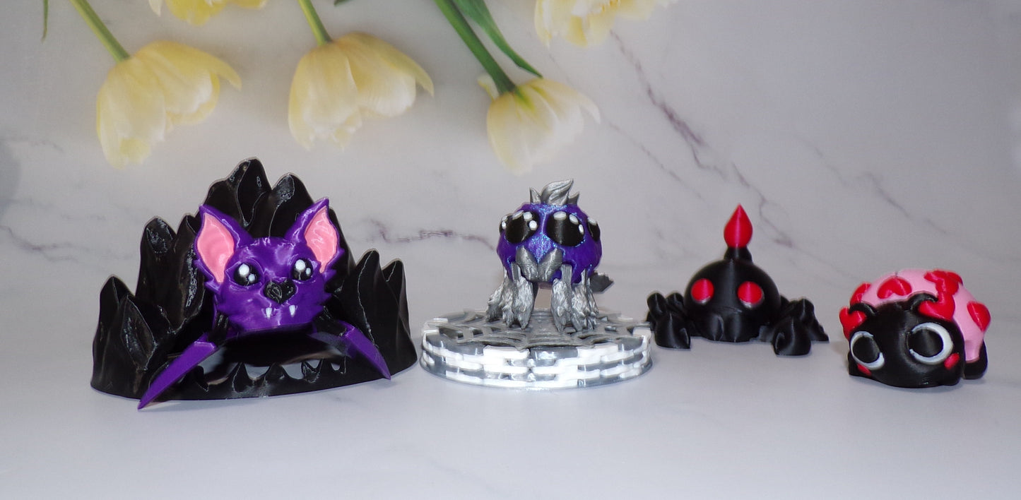 Bee, Ladybug, Bat, Spider, Chameleon or Scorpion Articulated 3d Printed Pufflings, Perfect for Parties and Goodie Bags