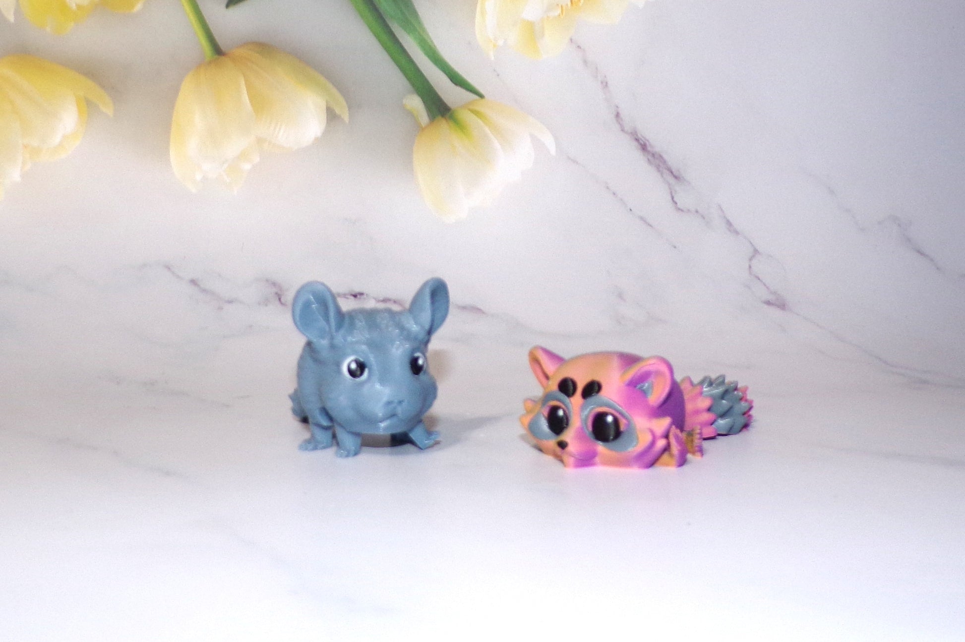 Raccoon, Chinchilla, Hedgehog, Squirrel, Fox, Skunk or Skunkerbell Puff Articulated 3d Printed Figurine - Wonderland 3D Printing 