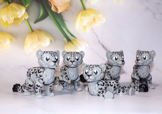 Snow Leopard 3D Printed Articulated Flexi Fidget Figurine