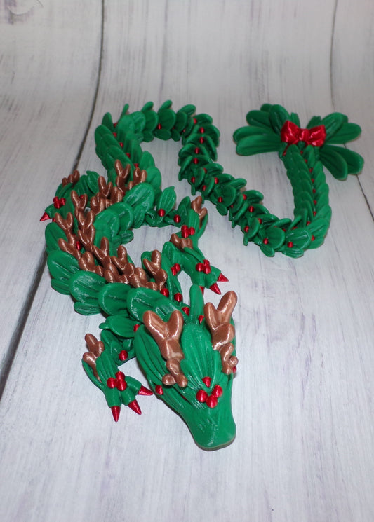 Mistletoe Dragon and Baby Dragon Articulated 3d printed - Wonderland 3D Printing 