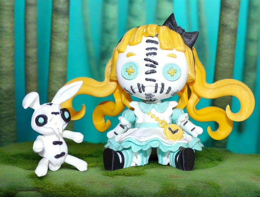 Alice and Rabbit Doll 3D Printed Articulated Figurine - Wonderland 3D Printing 