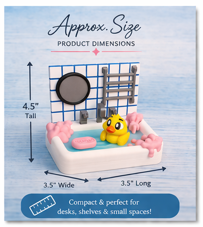 3D Printed Ducky Bathtub Toy, Cute Mini Duck Bath Scene, Desk Decor, Gift for Kids & Adults, Kawaii Bathroom Decor, Collectible Figurine - Wonderland 3D Printing 