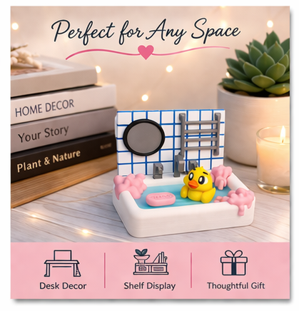 3D Printed Ducky Bathtub Toy, Cute Mini Duck Bath Scene, Desk Decor, Gift for Kids & Adults, Kawaii Bathroom Decor, Collectible Figurine - Wonderland 3D Printing 