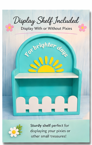 3D Printed Daisy Pixies with Display Shelf Options, Cute Kawaii Shelf Decor, Mini Pixie Figurines, Desk Decor, Gift Idea, Choose Individual or Full Set - Wonderland 3D Printing 