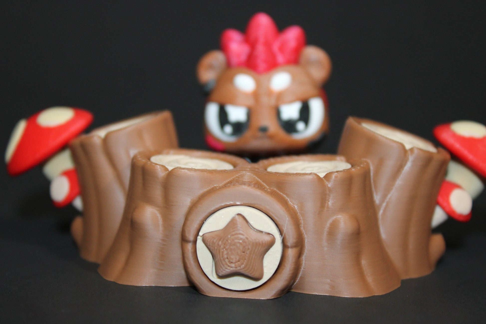 3D-printed Flexi Punk Rock Hedgehog with Stump Drum Set 2.25" Tall - Wonderland 3D Printing 
