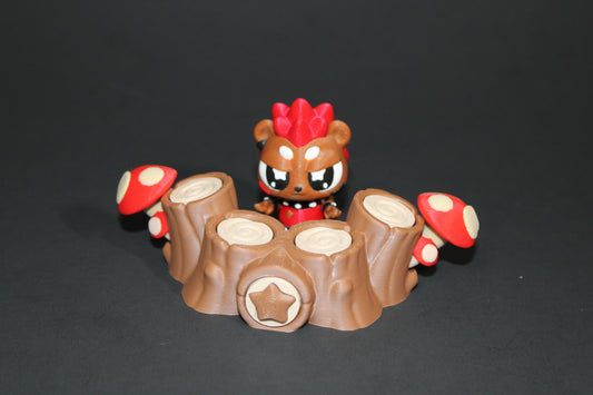 3D-printed Flexi Punk Rock Hedgehog with Stump Drum Set 2.25" Tall - Wonderland 3D Printing 