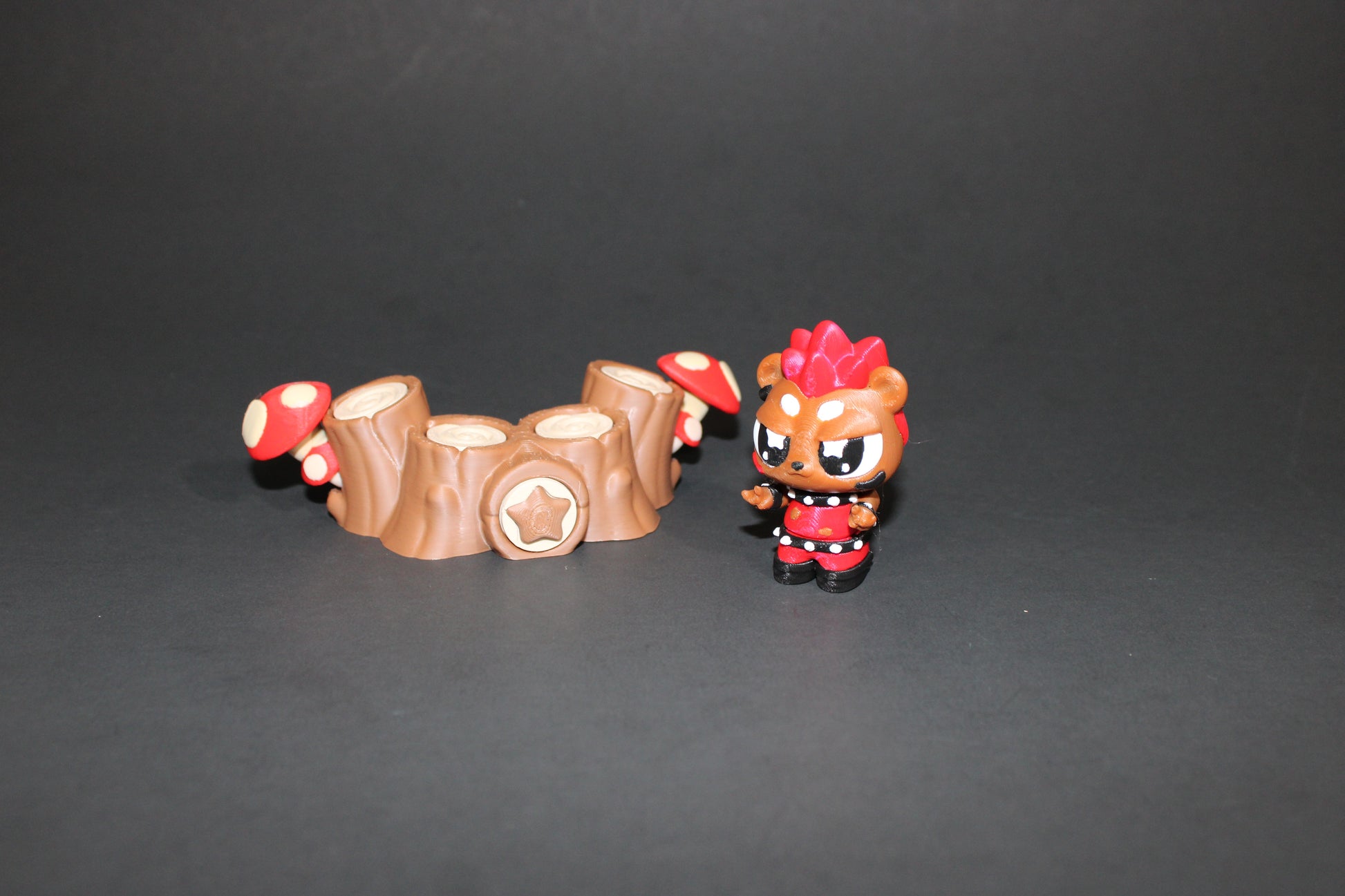 3D-printed Flexi Punk Rock Hedgehog with Stump Drum Set 2.25" Tall - Wonderland 3D Printing 