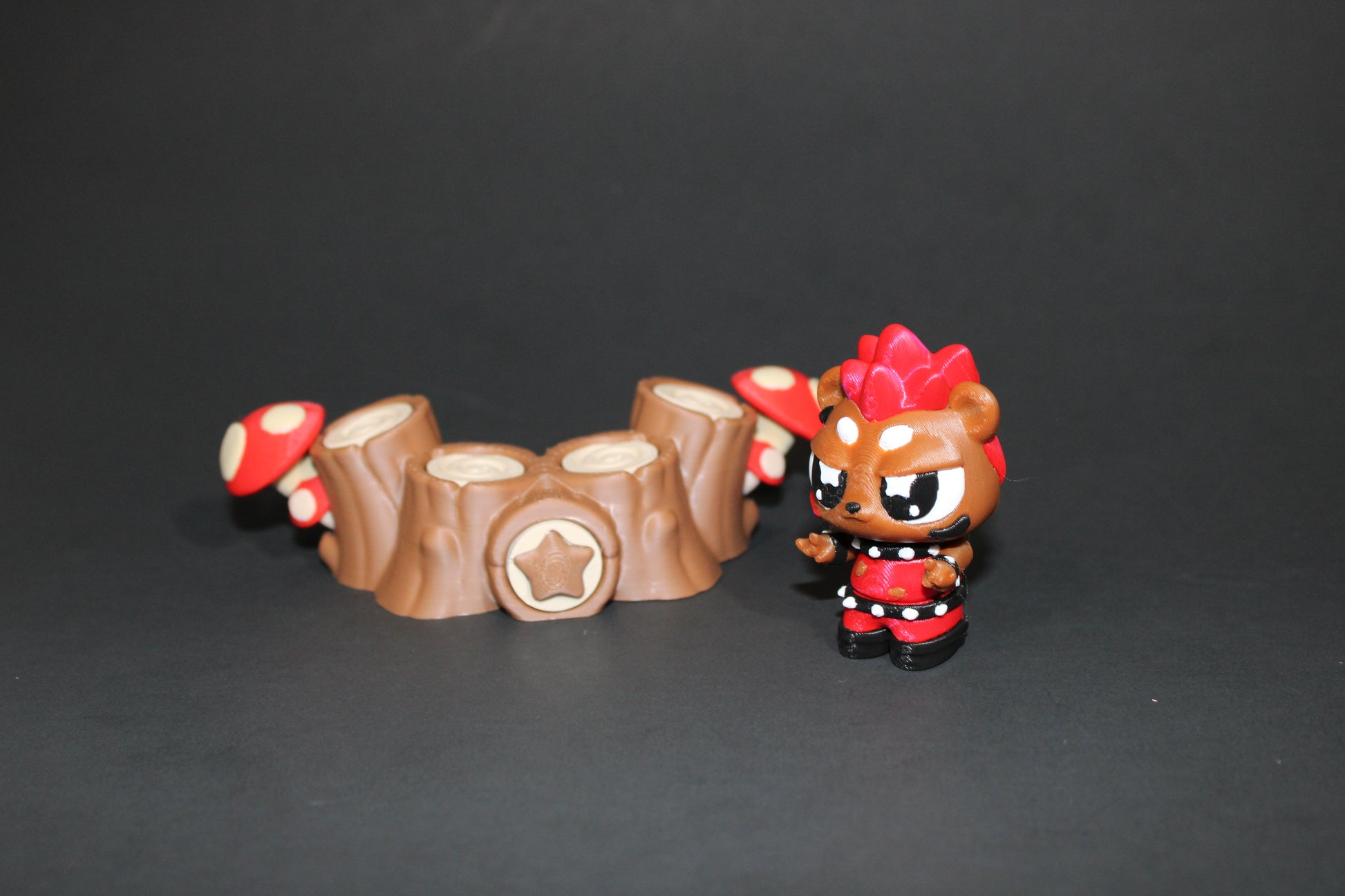 3D-printed Flexi Punk Rock Hedgehog with Stump Drum Set 2.25" Tall - Wonderland 3D Printing 