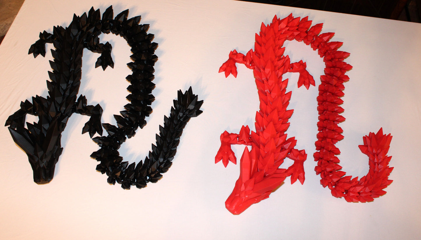 Crystal Dragon 6.7ft or 5 ft long Dragon 3D Printed Articulated Figurine