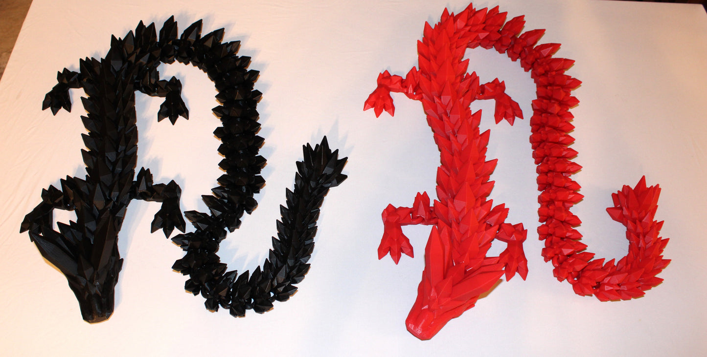 Crystal Dragon 6.7ft or 5 ft long Dragon 3D Printed Articulated Figurine