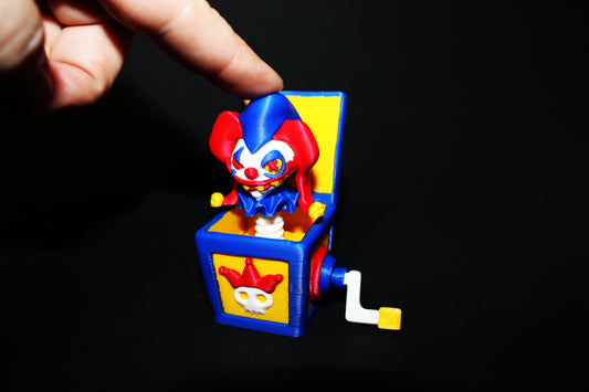 3D Printed Clown in a Box Clicker, Dino or Creepy Kitty