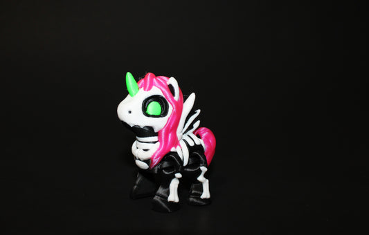 Skeleton Unicorn 3" Tall: 3D Printed Articulated Fidget Figurine