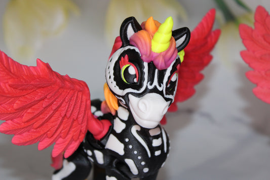 Spooky Unicorn 3D Printed Articulated Flexi Fidget Figurine