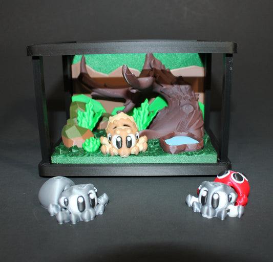 3D Printed Flexi Jumping Spider Set: 3 Spiders Included with Enclosure