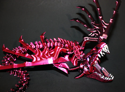 Biting Skeleton Dragon 16 inches x 16 in wingspan-3D Printed Articulated Flexi Fidget Figurine