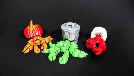 3D Printed Articulated hermit Crabs 4.2" Long Fidget Toy
