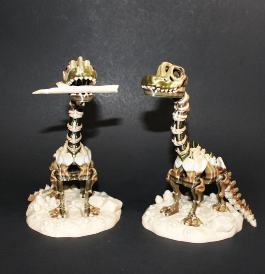 A 3D-printed articulated Brachiosaurs skeleton includes a stand and branch. 7.5" Tall