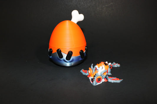 Halloween Dragon with Egg: 4.5 inches Long 3D Printed Articulated Flexi Fidget