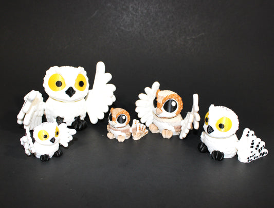 3D-printed flexible owls available in a variety of styles and sizes to suit your preferences.