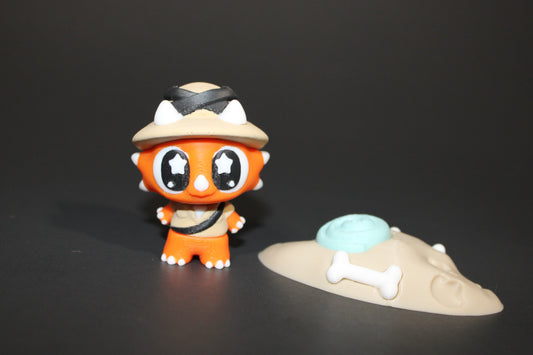 3D Printed Flexi Triceratops Archeologist with fossil