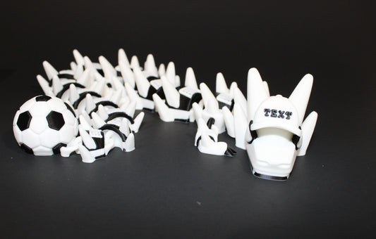 Soccer Dragon 3D Printed Articulated Figurine 17" with Name Options
