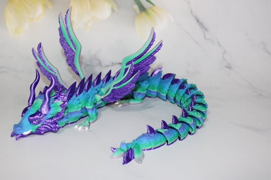 Skyborne Majesty 20 inches Long Dragon Articulated 3d Printed Flexi Fidget Figurine