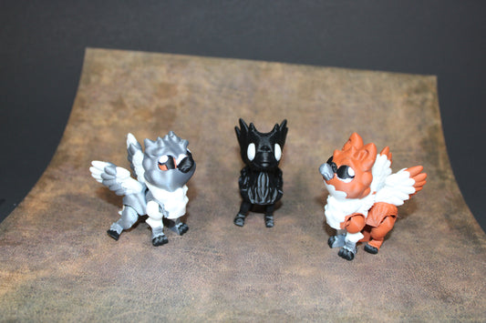 Griffin, Hippogriff and Nightmare -3D printed Flexi Figurine-2.5" Tall-Includes all 3