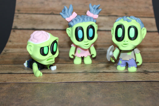 Blob Zombies-3-3.25 inches Tall-3D Printed Articulated Flexi Figurines-Perfect for Halloween