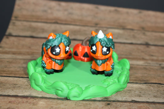 3D Printed Pumpkin Unicorn and Pony with Pumpkin Patch