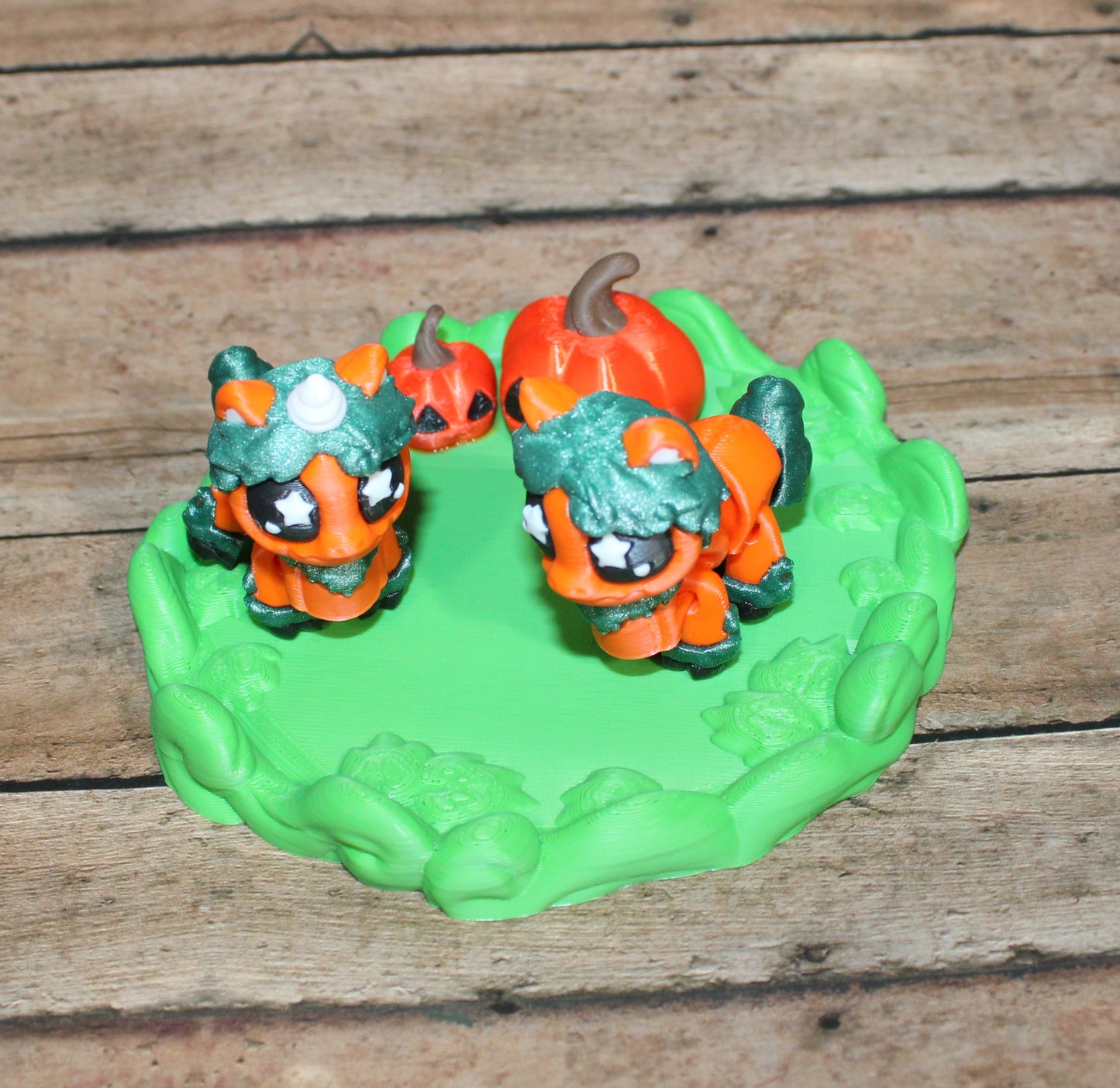 3D Printed Pumpkin Unicorn and Pony with Pumpkin Patch